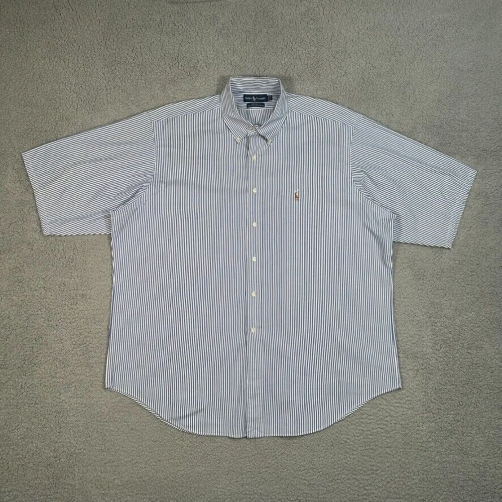 Ralph Lauren Blue and White Striped Dress Shirt